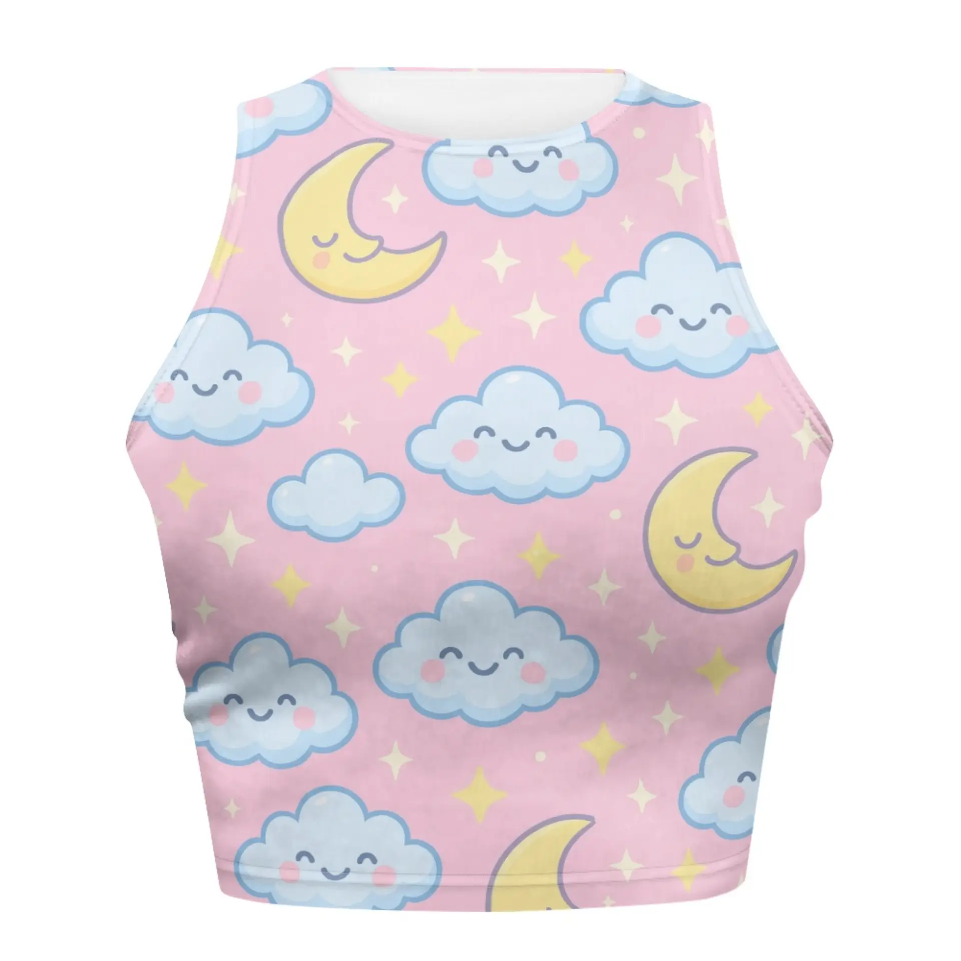 Kawaii Clouds & Stars Tight Tank Top